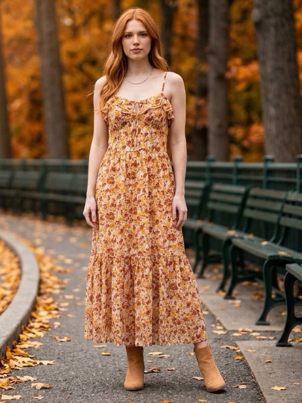 Band of the Free XS Floral Ruffle Tiered Maxi Dress Pockets NWOT